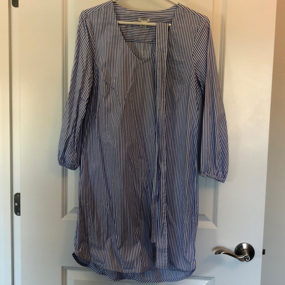 J. Crew Factory Blue and White Striped 3/4 sleeve dress Size Small
